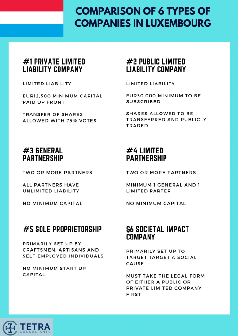 Compare and Contrast the 6 Types of Companies in Luxembourg